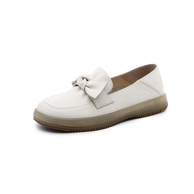 

Женские Мама Дамы Женские Натуральная Кожа Балетки Лоферы Обувь Платформа Слипоны Бант Вулканизированная Обувь Mujer Zapatos 35 бежевый