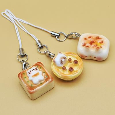 Sada 3 kusů v japonském stylu Roztomilý kočičí chléb Přívěsky na telefon Kotě Toast Klíčenky Kawaii Přívěsek na kabelky Perfektní dárek