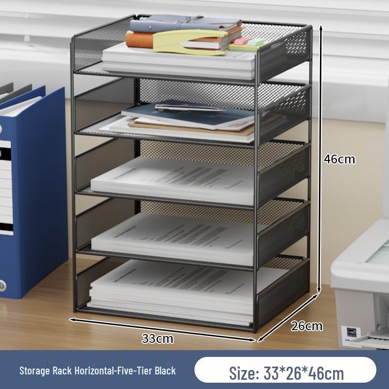 Multi-Layer Desktop File Organizer: A4 Rack & Storage Shelf for Office