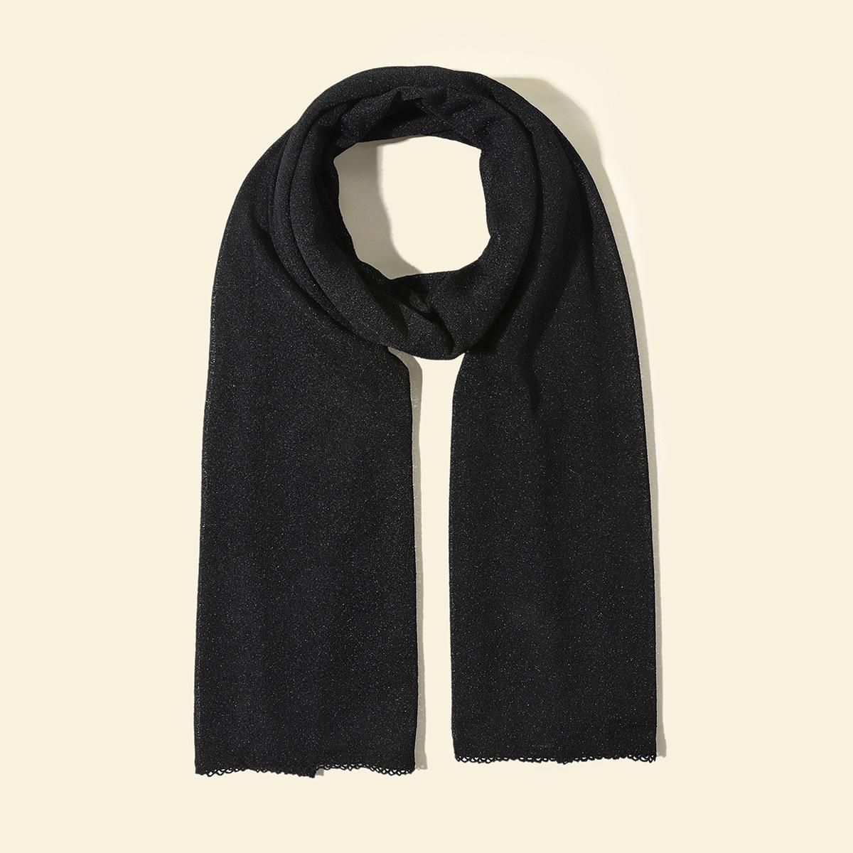 M428 Monochrome Knitted Dory Silk Long Scarf: Ethnic Style Headscarf, Independent RD Product