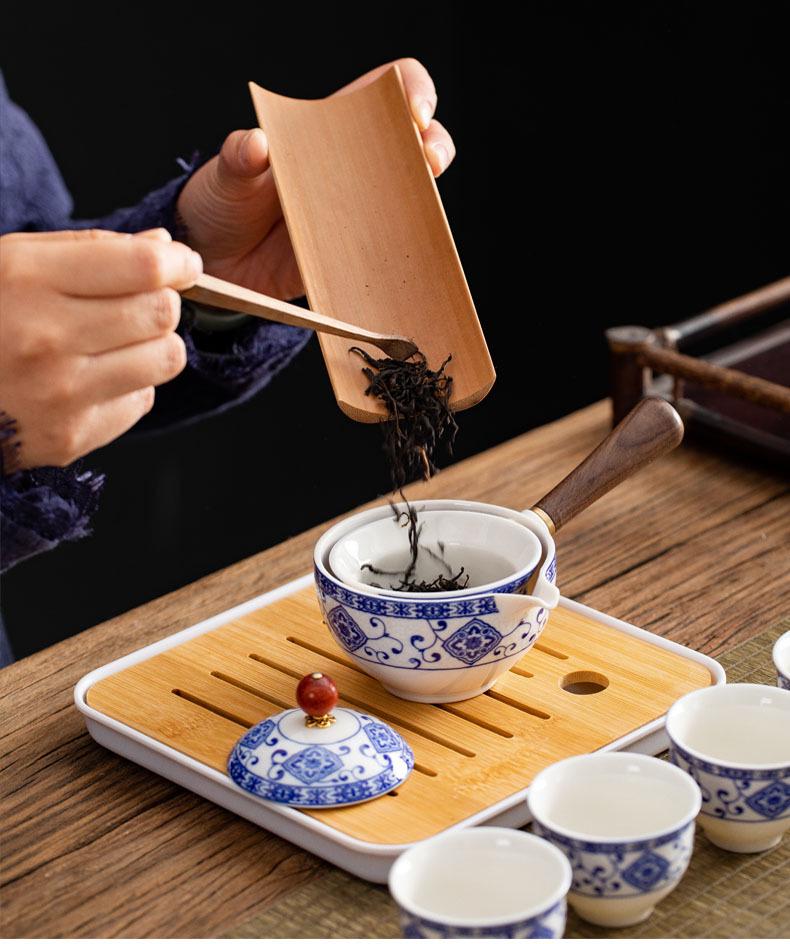 Portable Ceramic Travel Tea Set with Automatic Kung Fu Tea Maker - Business Gift