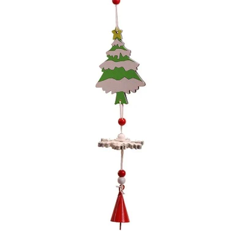 Christmas Style Decoration Wooden Xmas Tree Bell Hanging Pendant Ornament Handmade DIY Wood Crafts Kids Gift Party Decor