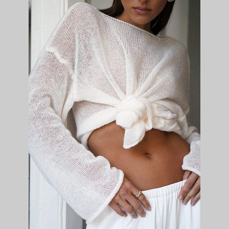Women's Hollow-Out Minimalist Sheer Casual Vacation Style Knit Cover Up Cover Up for Summer