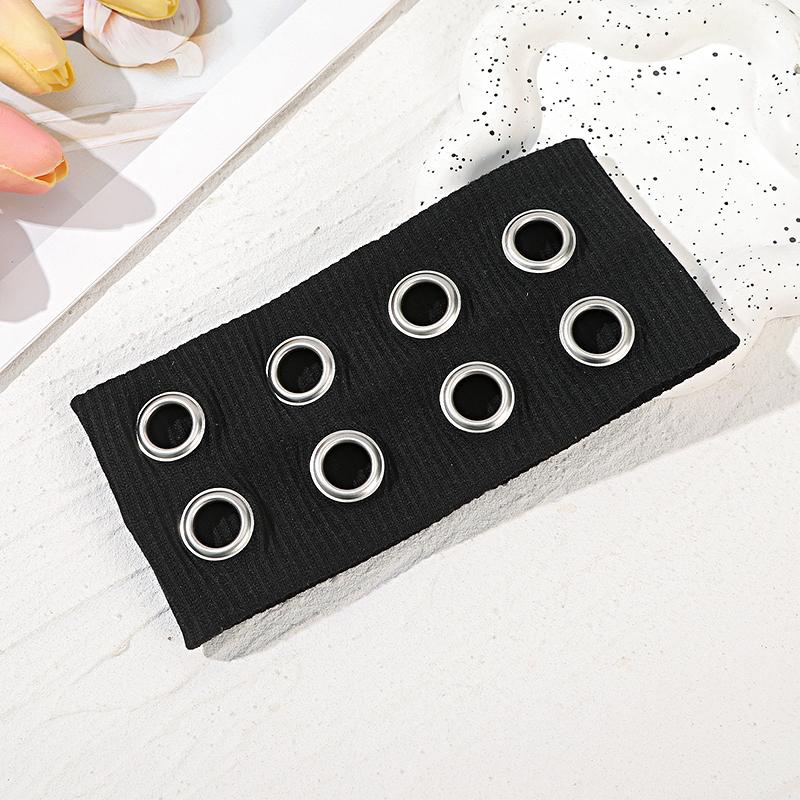 1PC Face-Washing Headband Cool Wide Headband Dark Style With Metal Ring Punk Circular Cutout Design Fashion Multicolor