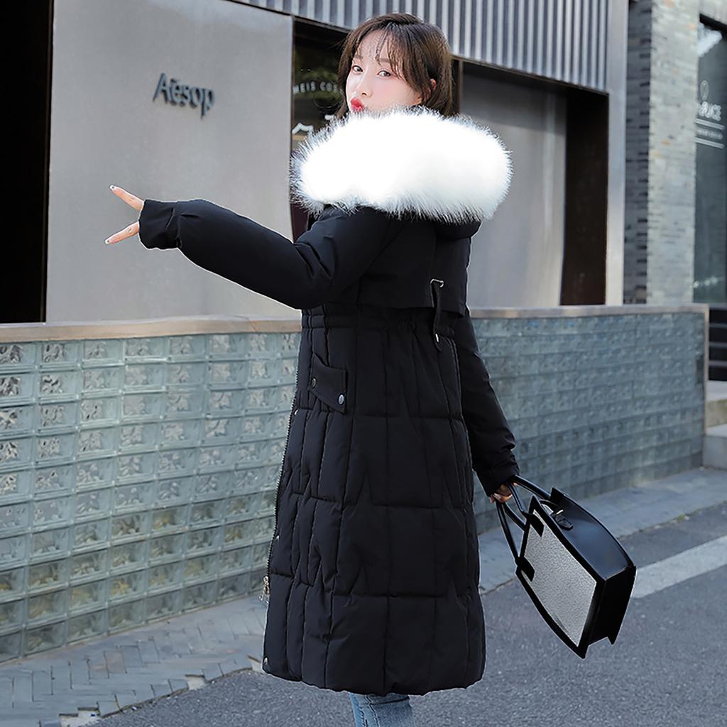 Women's Winter Long Thickened Cotton Jacket Hooded Cotton Jacket Cold Clothing