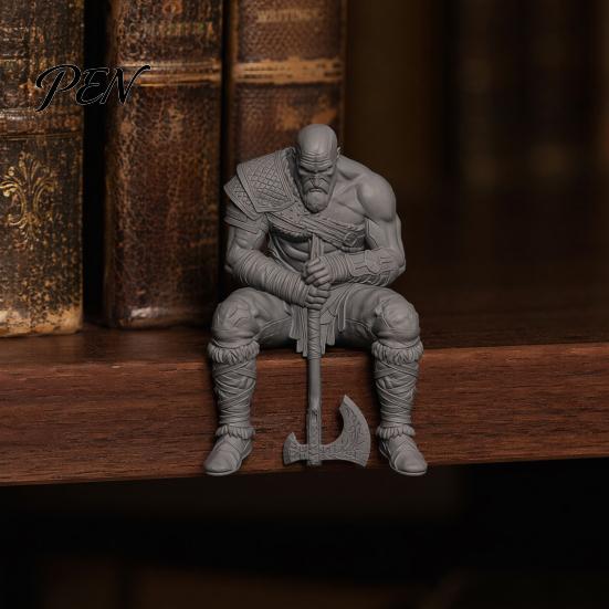 Battle Suit Figure 3D Printed Warrior Statue, Nordic Mythology Figurine with Desk Decor Weapon, Collectible Ornament for Home Office Decoration