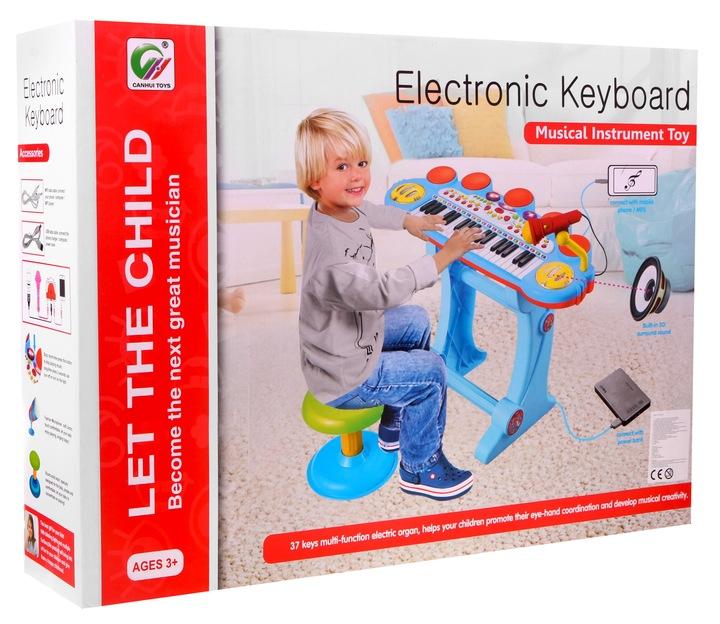 Keyboard Dla Dzieci Organy Pianino Z Mikrofonem + Stołeczek