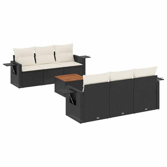 VidaXL Salon de Jardin avec Coussins 7 pcs, Canapés de Terrasse, Ensemble de Meubles de Patio, Mobilier d'Extérieur, Noir 3256784
