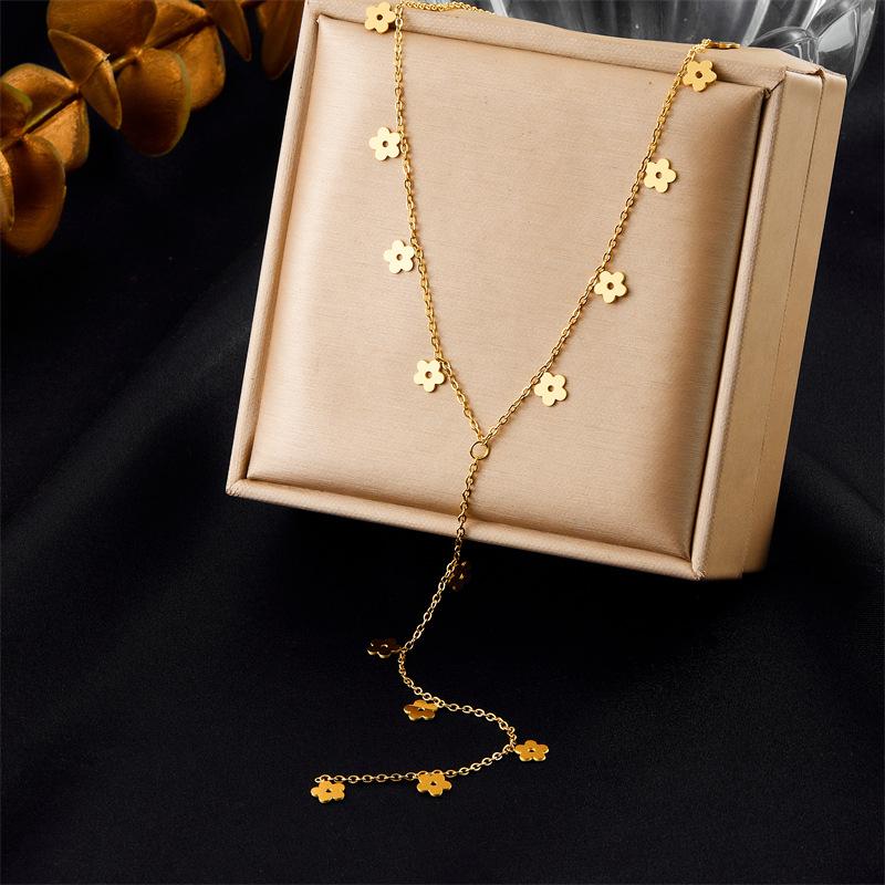 18K Gold Plated Dainty Chain Necklace , Adjustable Y-Necklace with Cross Tassel, Elegant Minimalist Jewelry for Women Daily Wear Gift
