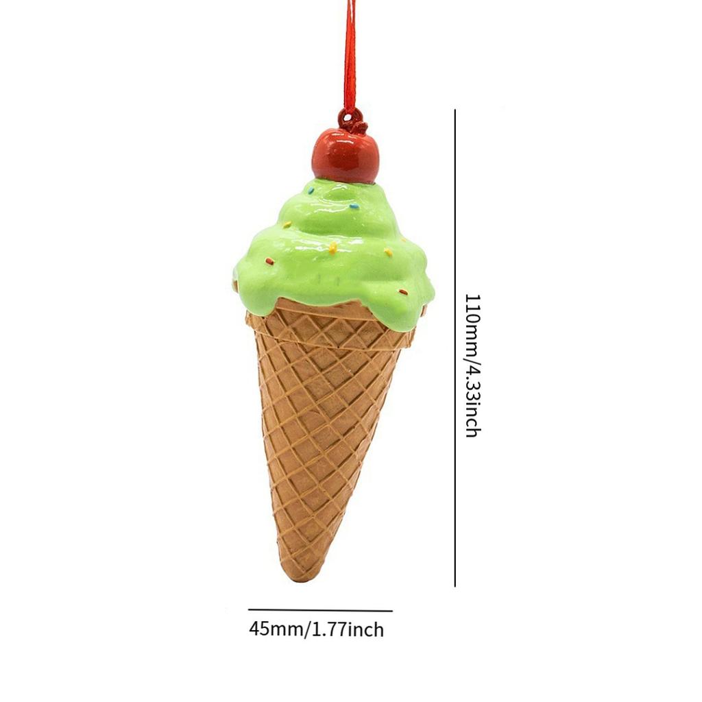 Ice Cream Cone Ornament Dessert Decor Resin Christmas Tree Hanging Decoration Christmas Pendant for Home Dining Room Festival