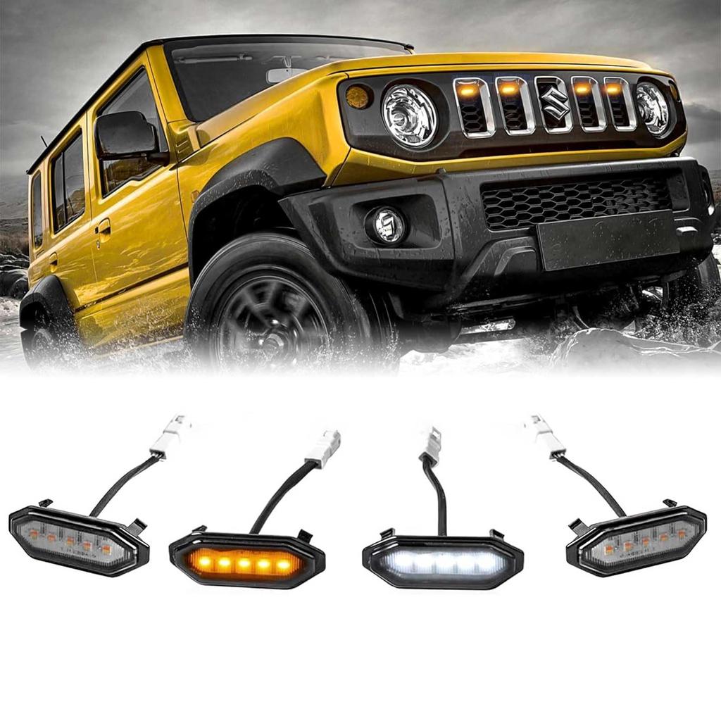 VANCROSER Jimny Světla přední masky pro Zahrnuje LED mlhové mřížky a výstražná světla v bílé a žluté barvě pro Vlastní díly JB64/JB74, Světla,