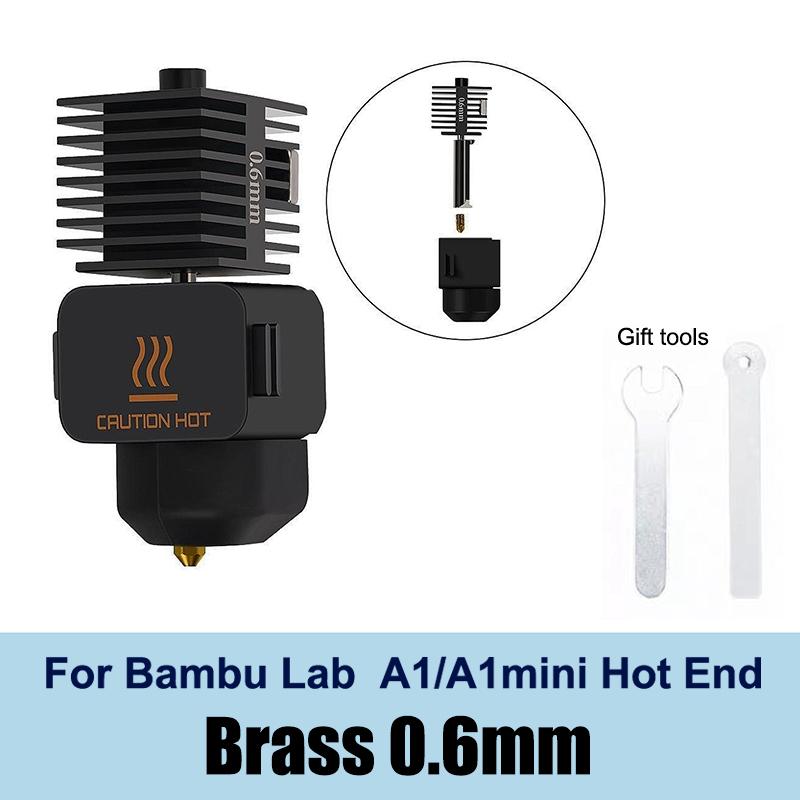 For Bambu Lab A1/A1 Mini Hotend Kit Fast Speed Printing Head Assembly Thermistor Heater 0.2/0.4/0.6/0.8mm Hardened Steel Nozzle