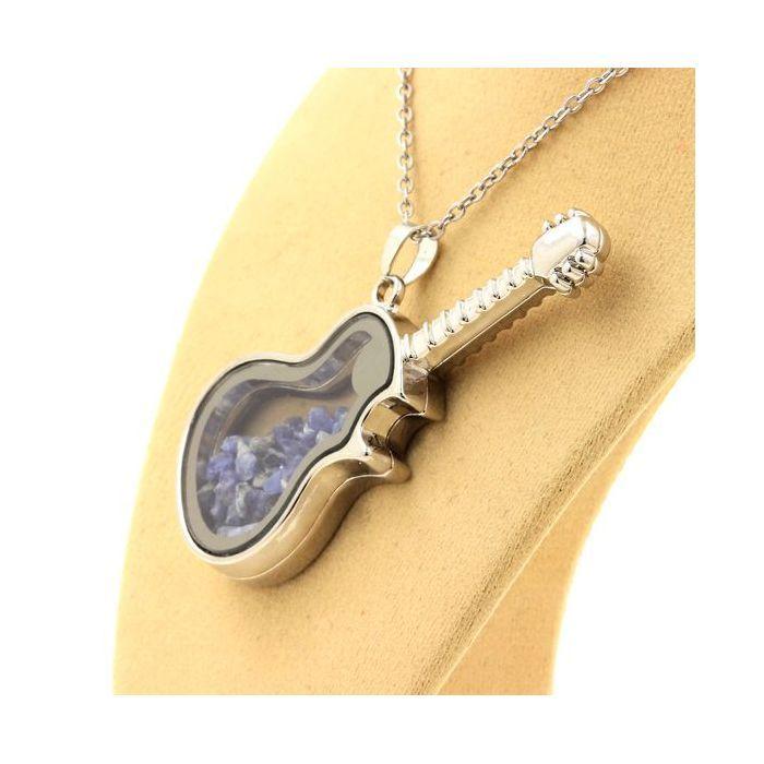 Pierres et Minéraux. Collier Benitoite brut. Modèle guitare.