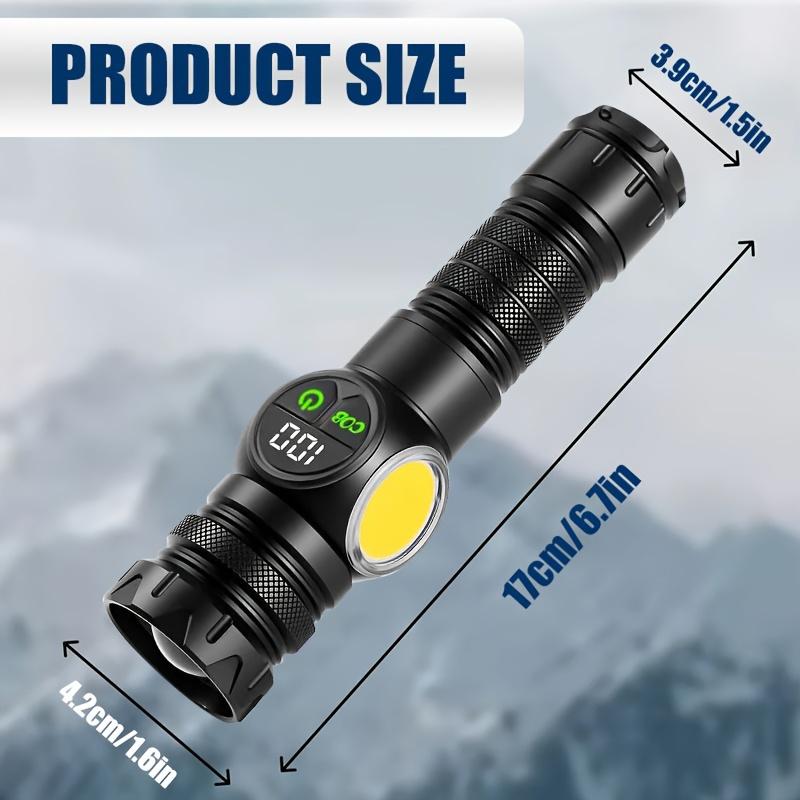 Rechargeable Flashlight - 5+4COB Lighting Modes, Durable Aluminum Alloy Head, Long-Lasting Endurance, Water-Resistant, Hiking