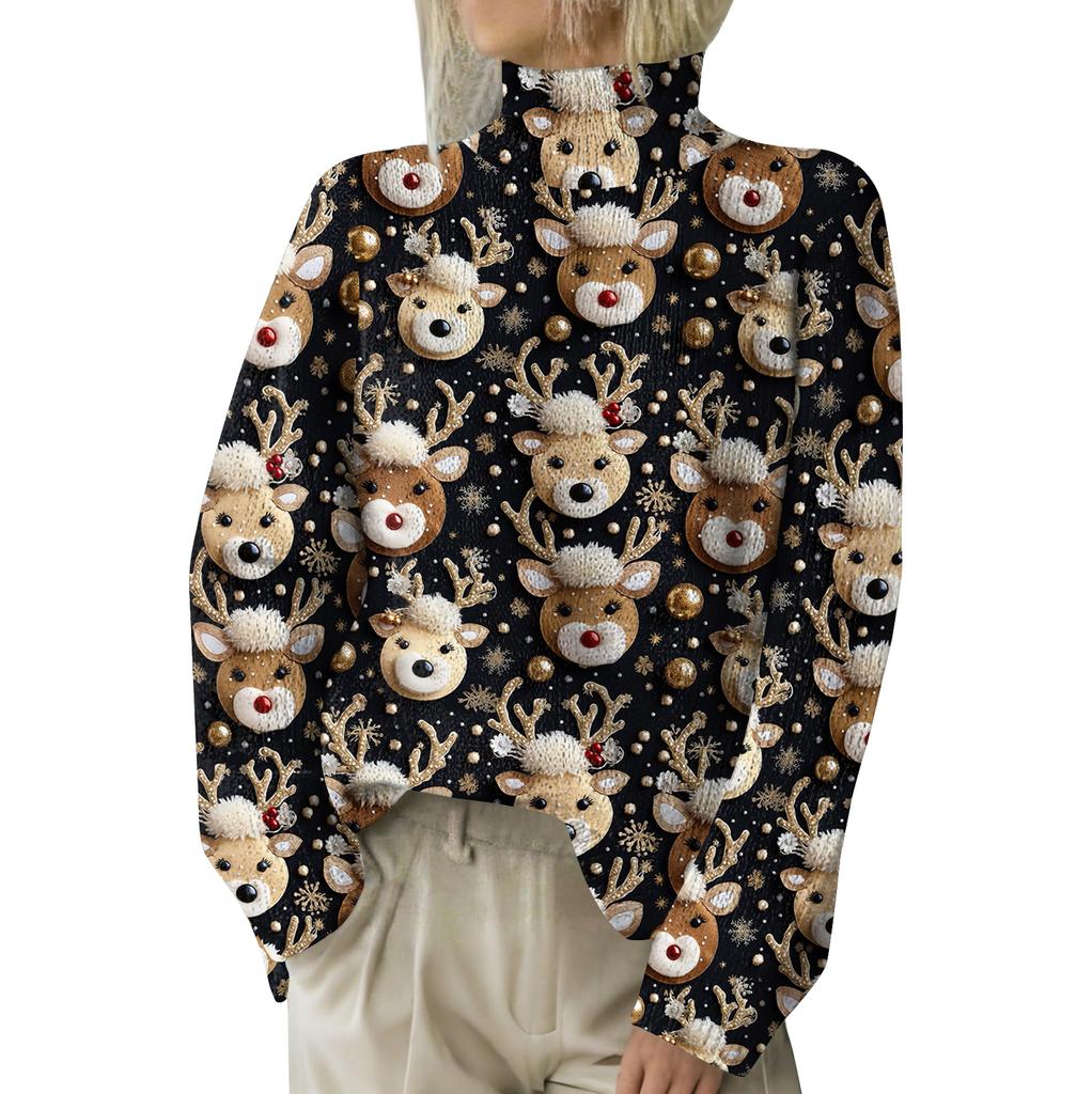 Christmas Sweatshirts For Women Knit Sweater Cute Shirt Fall Turtleneck Pullover Tops