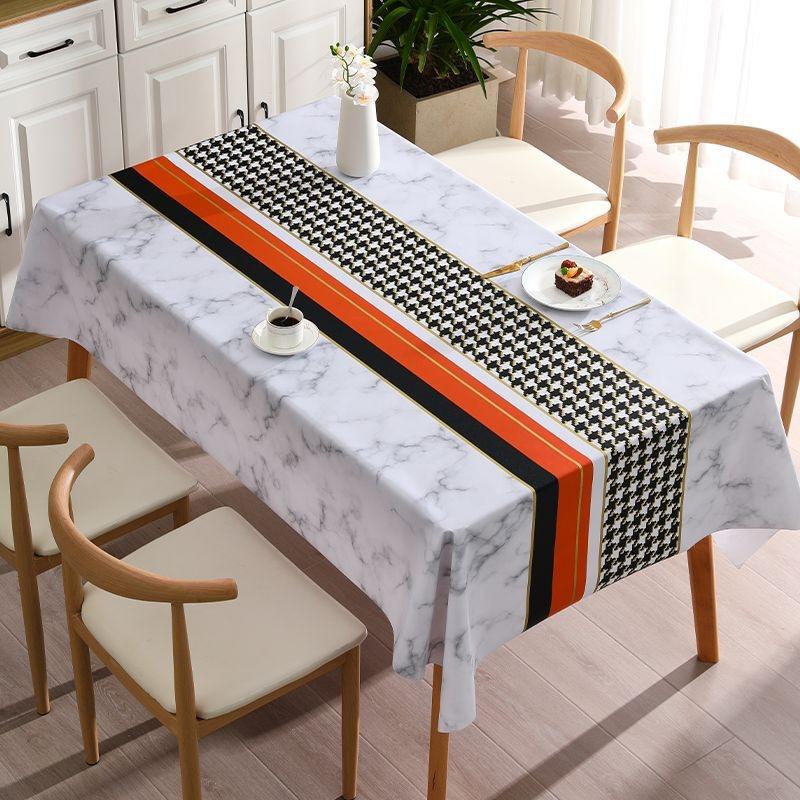 Nappe Rectangulaire Pied-de-Poule Classique Imperméable Résistante à l'Huile et aux Taches Lavable sans Essuyage Housse de Table de Cuisine Décoration de Maison