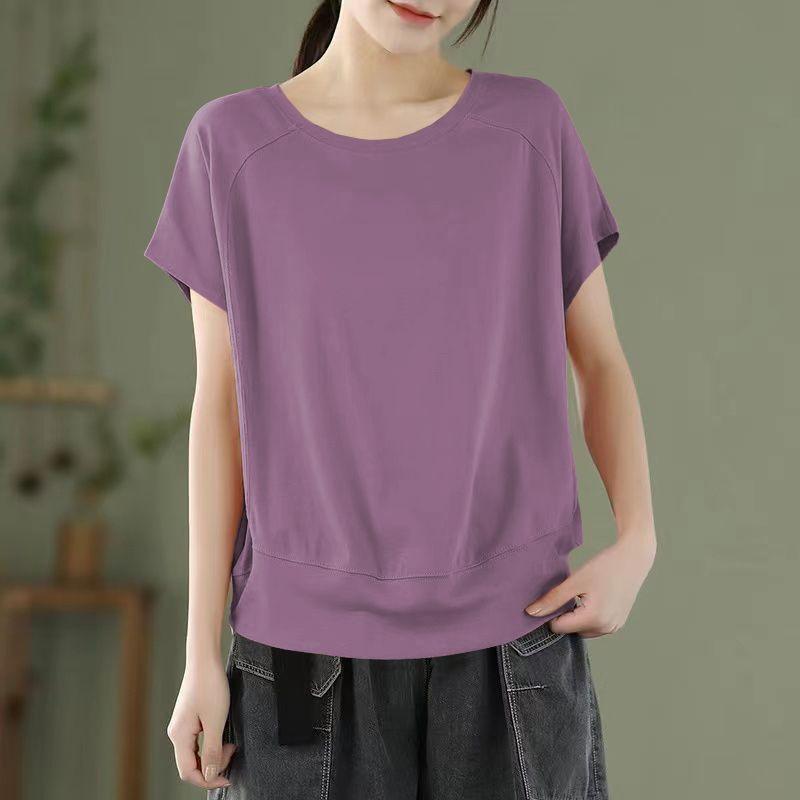 Summer Linen Short Sleeve Blouse for Women Loose Casual Top