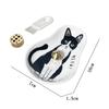 Umora Räucherstäbchenhalter, Teller mit Katzenmuster, Niedliche Innendekoration, Beruhigender Aromabrenner, Geschenk für den Eingangsbereich, 10 cm lang, Inklusive Pinsel (Schwarz und weiß