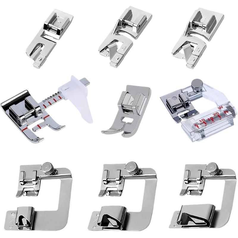 9Pcs Sewing Machine Presser Foot Multifunctional Sewing Foot Presser for Gathering Zipper Insertion Joining Embroidery 1