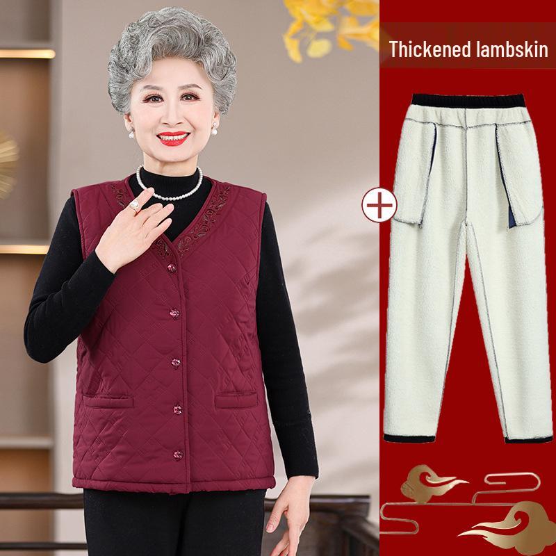 Damen Übergröße Fleecegefütterte Ärmellose Jacke - Warme Baumwollweste für Senioren für Herbst/Winter
