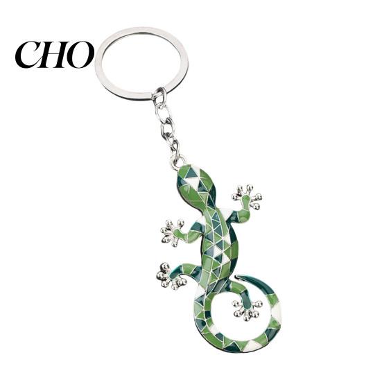 Schlüsselanhänger Anhänger Geometrisches Muster Imitation Gecko Design Zinklegierung Farbverlauf Strassstein Schlüsselkette Galvanisierter Halter Rucksack Auto Zubehör