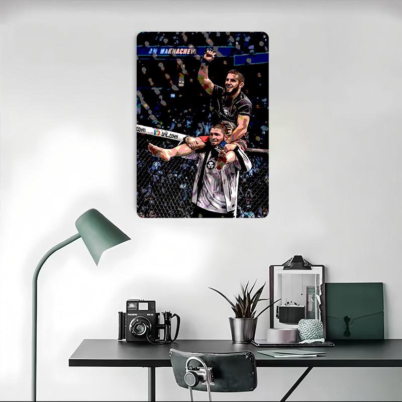 Islam Makhachev Victory Celebration Printed Poster Customized Wall Art Retro Vintage Metal Tin Signs for Home Decoration Bedroom