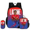 M-Mbappe 3-delige Set Dagelijkse Pakket Draagzak Potloodzakjes Schooltas Voetbalster Rugzak kind Mochila Sportrugzak Kinderen Cadeau