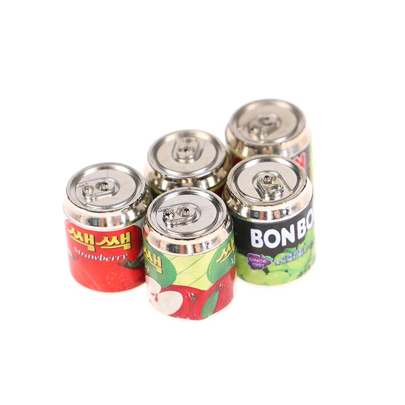 5Pc 1/12 Cute Miniature Doll House Fruit Drink Can Bottle Food Accessories