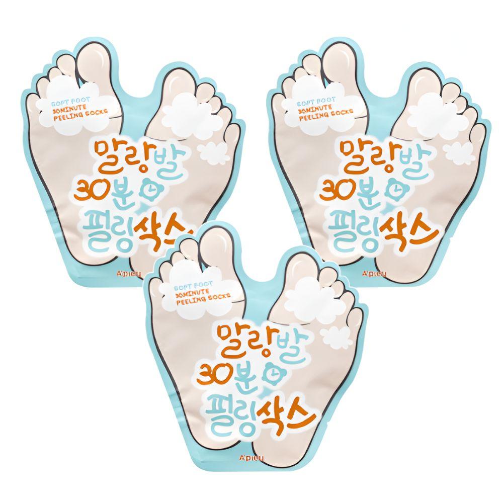 A’PIEU Soft Foot 30 Minute Peeling Socks Foot Exfoliating Foot Mask 40ml x3