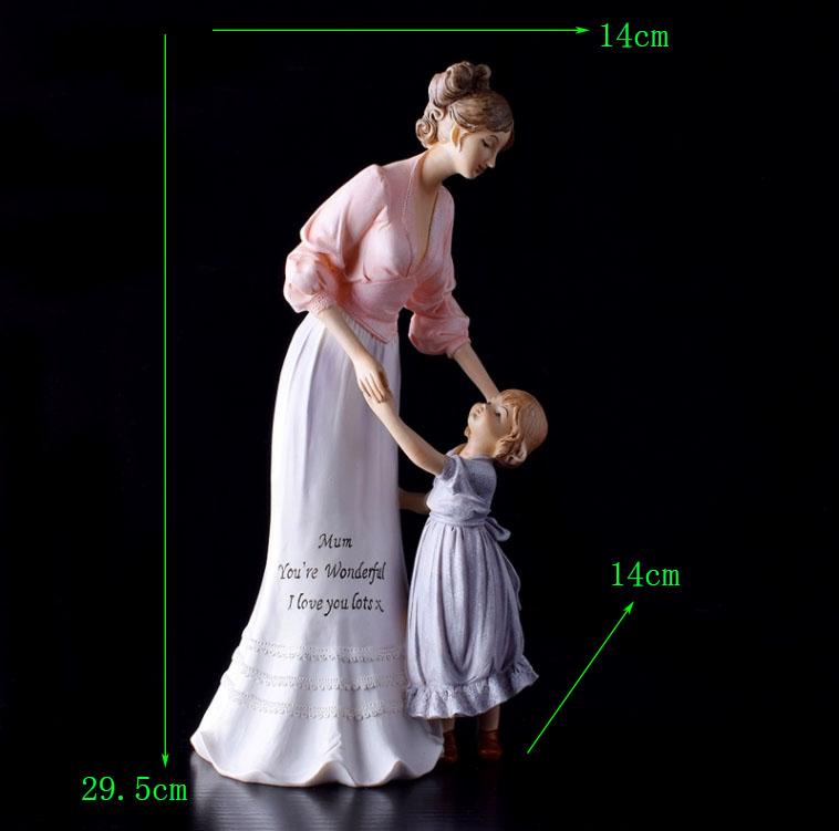 European Retro Resin Mother Child Statue Ornaments Crafts Home Table Mom Children Figurines Miniatures Decoration Love Gifts Art