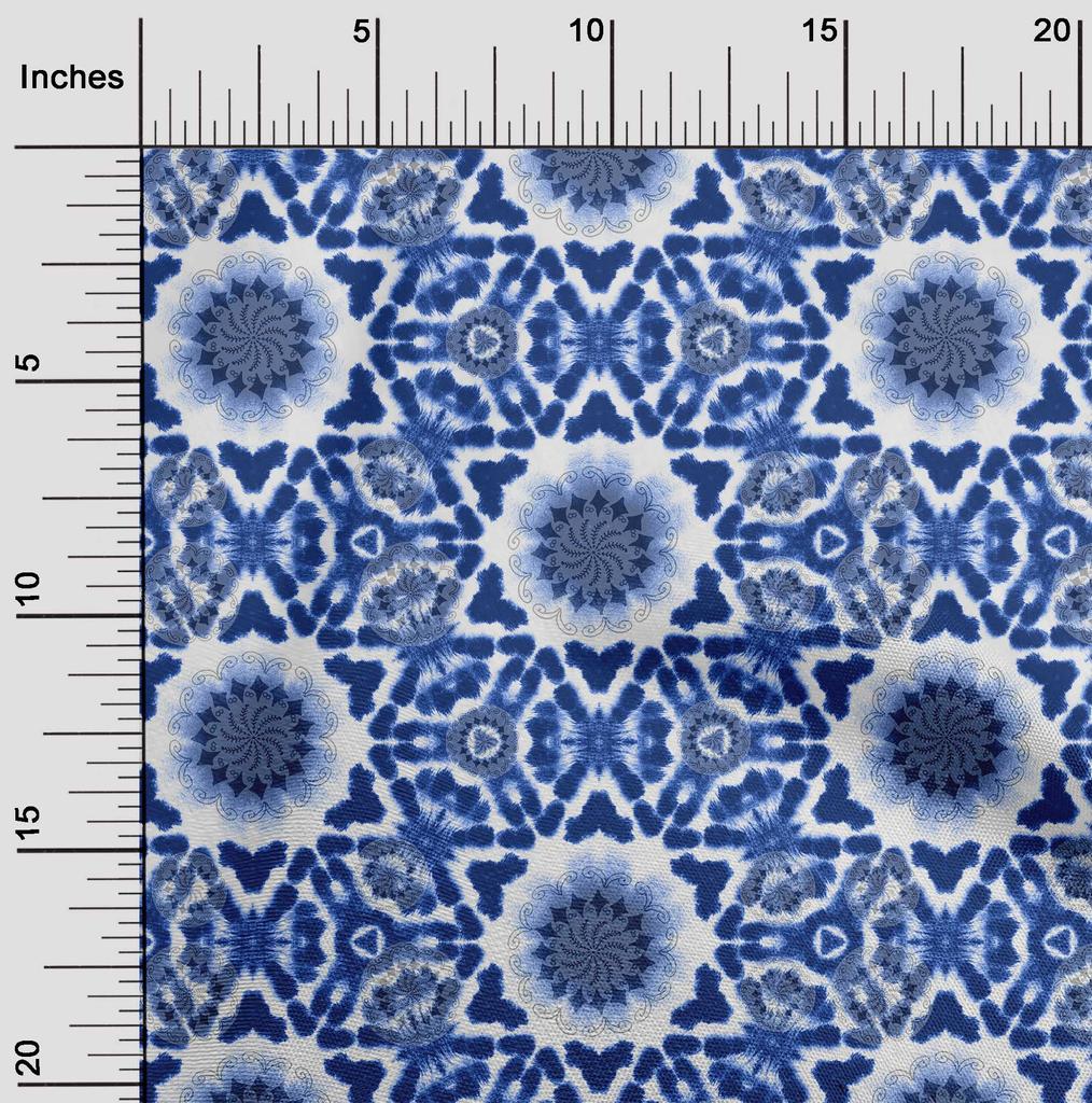 oneOone Cotton Flex Dark Blue Fabric Asian Tie And Dye Quilting Supplies Print Sewing Fabric By The Yard 40 Inch