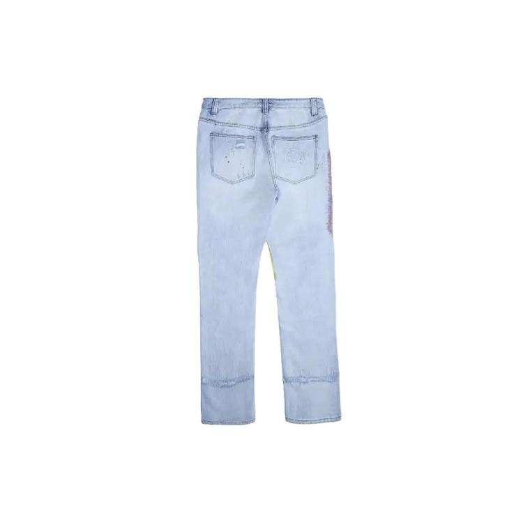 Drew House Smiley Collection Jeans Unisex Bleached Indigo Moderate Ripped Pants DR-SS20-013