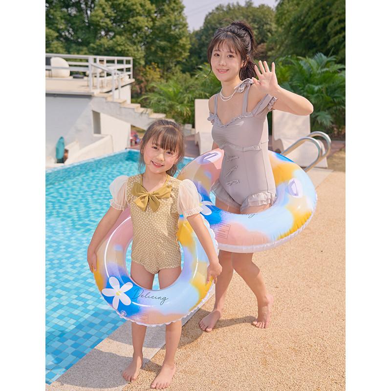 Thickened Childrens Inflatable Fashionable Watercolor Flower Swimming Ring