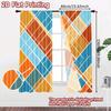 2D FLAT PRINTING 2pcs Curtains (Without Rod) Geometric Blue and Orange Design April Fools is Day Festival Creative Curtains