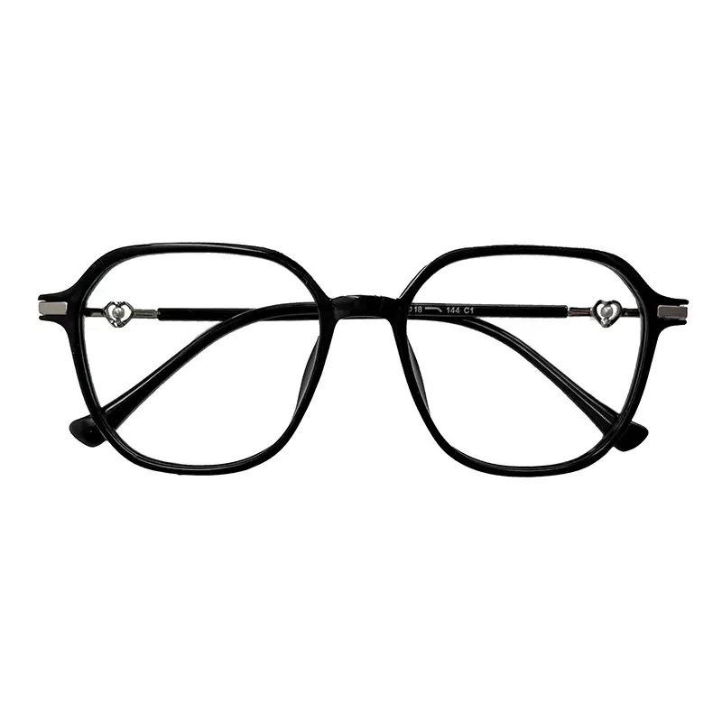 Women’s High-End Myopia Glasses Frame: Cool Tea Color, Anti-Blue Light, Slimming Design, Enhances Fairness, Prescription-Compatible.