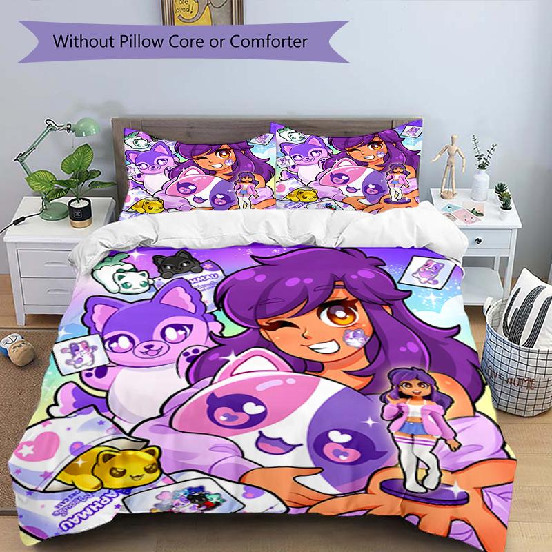 Set Copriletto Anime A-AphmauS 3 Pezzi - Biancheria da Letto Stampata HD con 1 Copripiumino e 2 Federe - Perfetto per la Decorazione della Casa e del Dormitorio