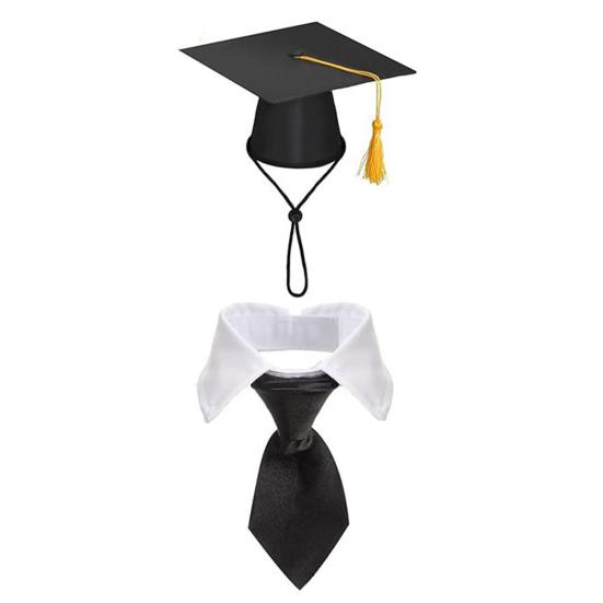 Yousheng 1 Set Lawn Goose Graduation Outfits Black Bachelor Hat Bowknot Tie Outdoor Yard Paty Goose Statue Decoration Dress-up Clothing Costume