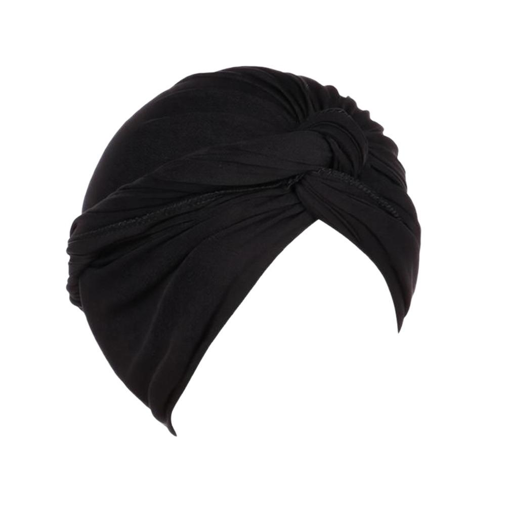 Fashion Vintage Hijab Caps Elastic Soft Polyester Twist Knot Turban Hat Breathable Wrap Style Cancer Chemo Hat Hair Loss