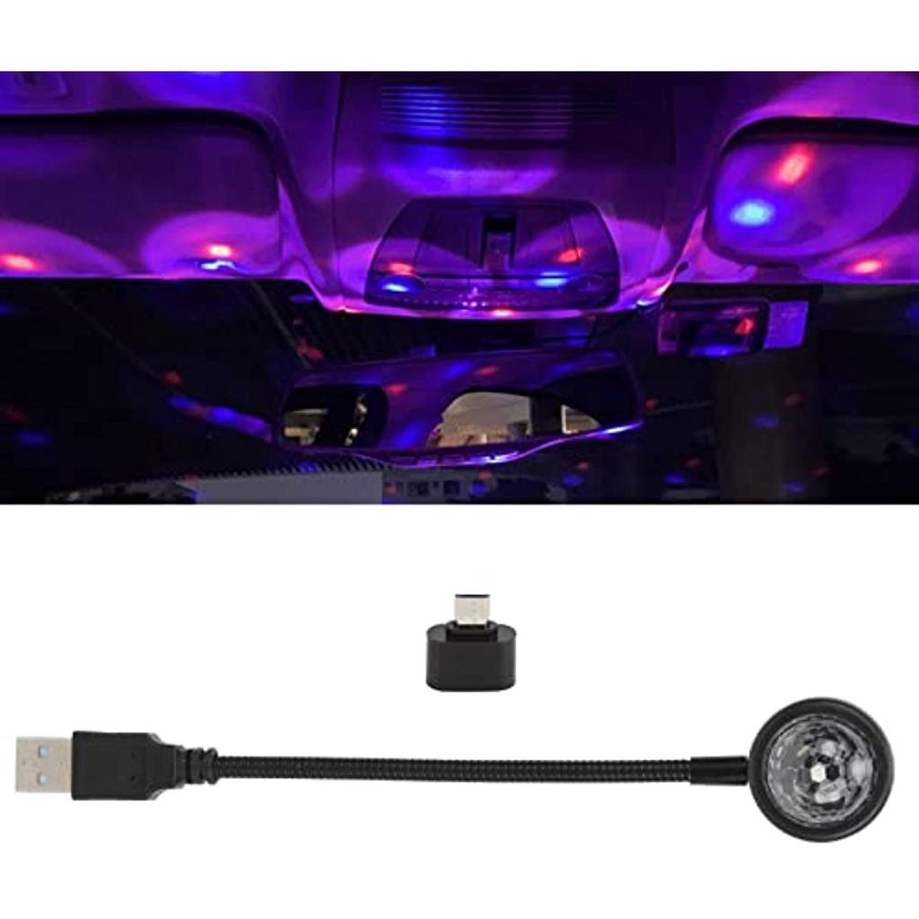 Car Projector Atmosphere Light LED RGB Portable 360° Rotation USB Star Night Light Romantic For Decoration (android Micro)