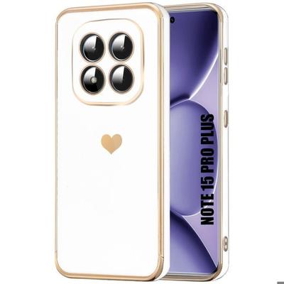 Hülle für Xiaomi Redmi Note 15 Pro Plus 5G, Silikon Herzmuster Stoßfest Schlank Weiß