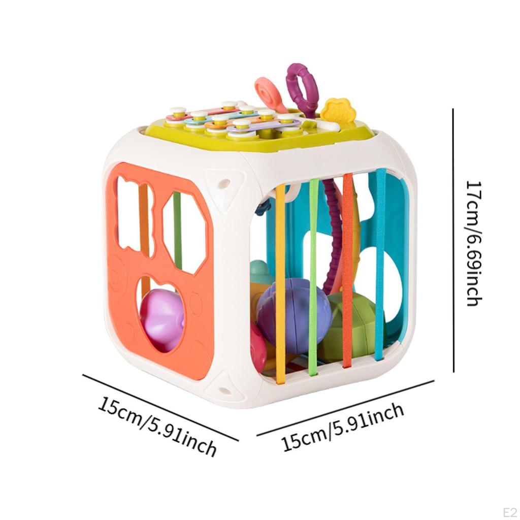 Montessori Toy Activity Cube Bin Fine Motor Skills Early Developmental Shape Sorter Sensory