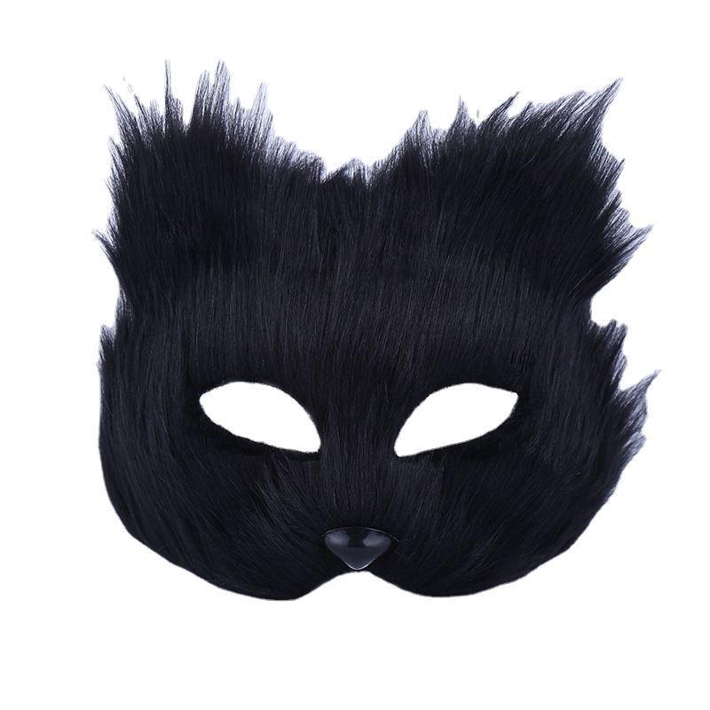Unisex Furry Fox Mask & Cat Tail Gloves for Halloween Masquerade Cosplay
