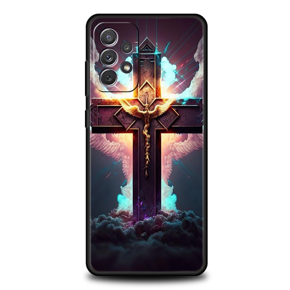 Phone Case for Samsung Galaxy A13 A15 A17 A07 A22 A23 A25 A31 A73 A32 A52 A41 5G Soft TPU Faith Christian Religious Jesus Clear