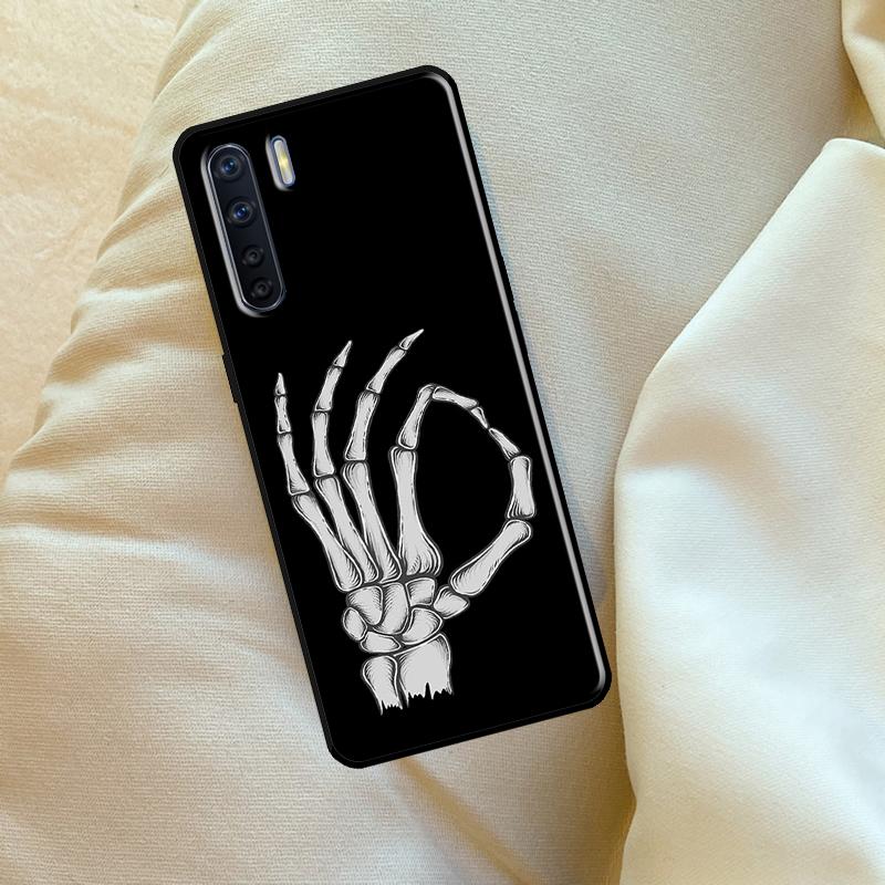 Skeleton Middle Finger Case For Oppo A96 A76 A16 A18 A38 A58 A78 A98 A74 A94 A54 A80 A60 A40 A15 A17 A57 A5 A6 Pro