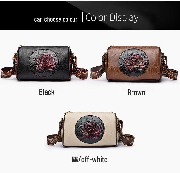 Lotus Print Women's Crossbody Bag: Elegant Autumn/Winter Phone Bag In National Style