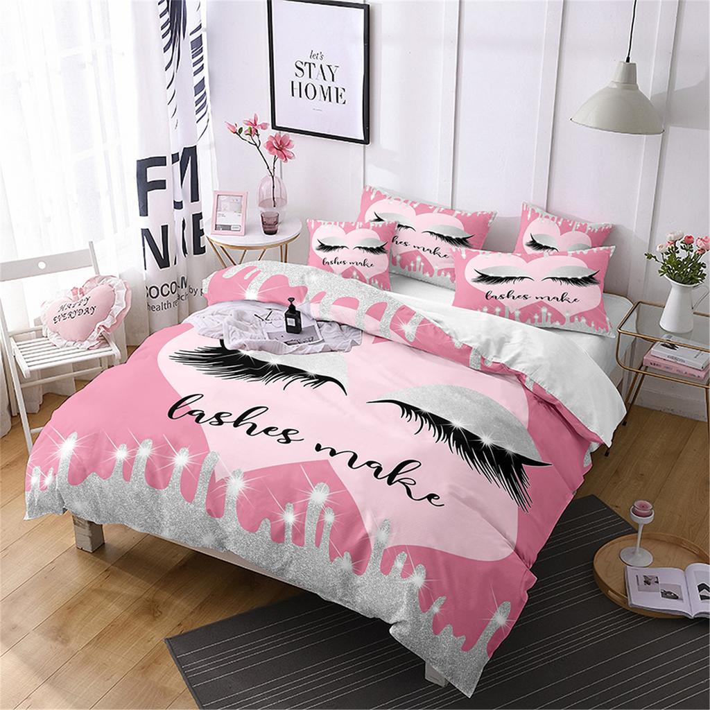 Home Textiles Eyes Eyelashes Mouth 3D Printing Four-Piece Quilt Cover Three-Piece Duvet Cover