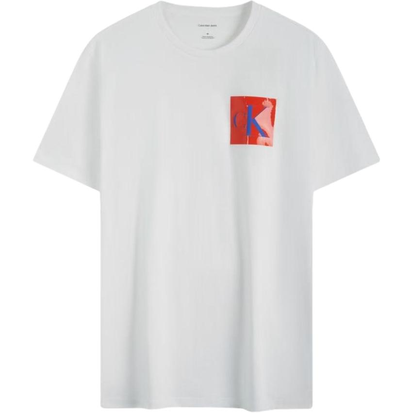

Calvin Klein Casual Letter Logo Comfortable Simple Round Neck Short Sleeve T-Shirt Men T-Shirts White 8RB837G-100 XL