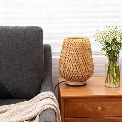 Bambusgewebte Lampe Einfache Schlafzimmer Schreibtischlampe Nachttischlampe Bambuskunst Warme Dekoration Schreibtischdekoration Tischlampe