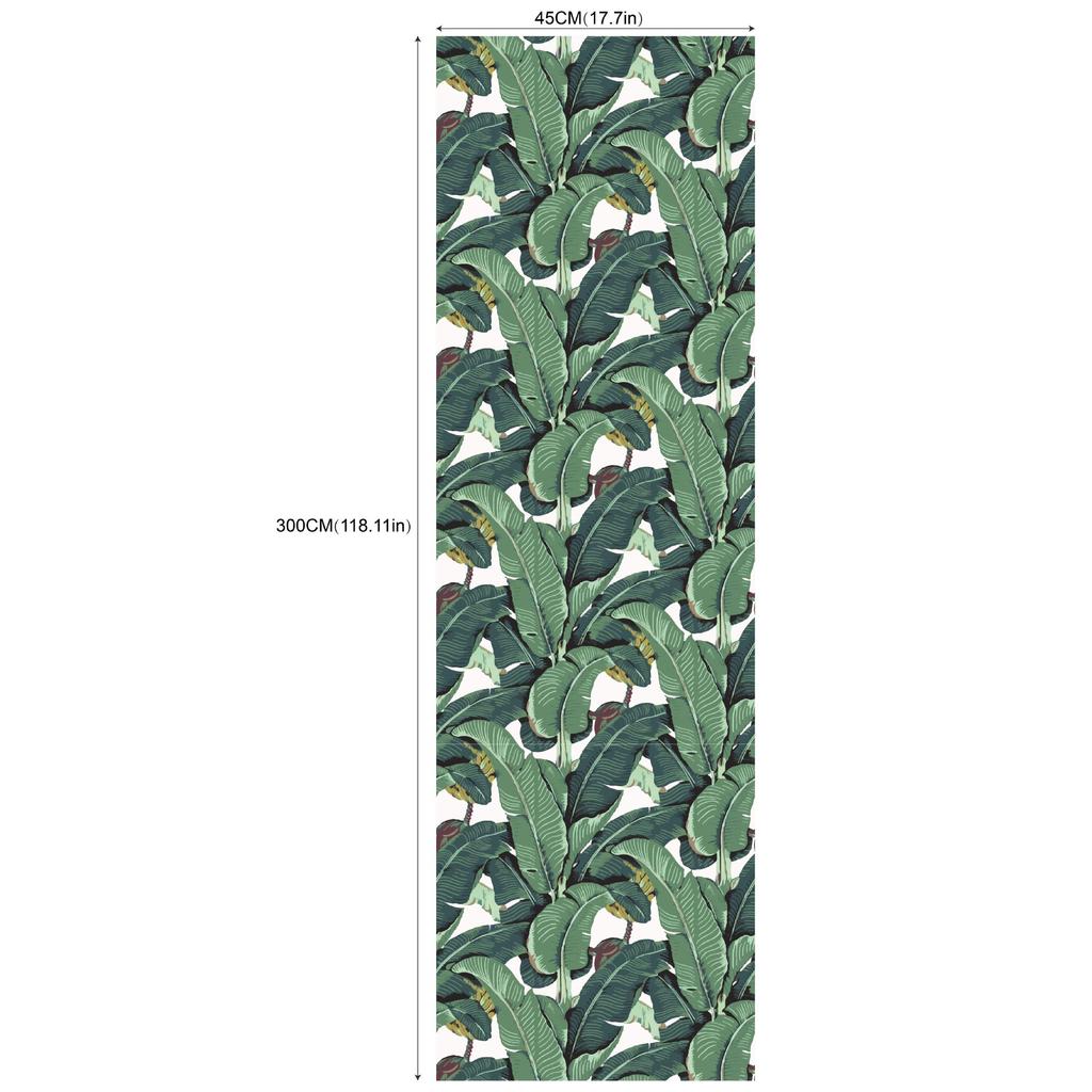 Removable Seamless Self-Adhesive Wallpaper for Living Room Background (Green Plants and Flowers)