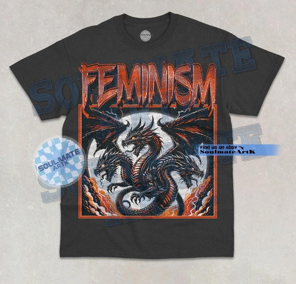 Feminism Dragon T- Shirt Epic Feminist Women Empowerment Bootleg Graphic Shirt S